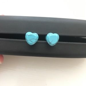 4g Synthetic Turquoise Faceted Heart Plugs